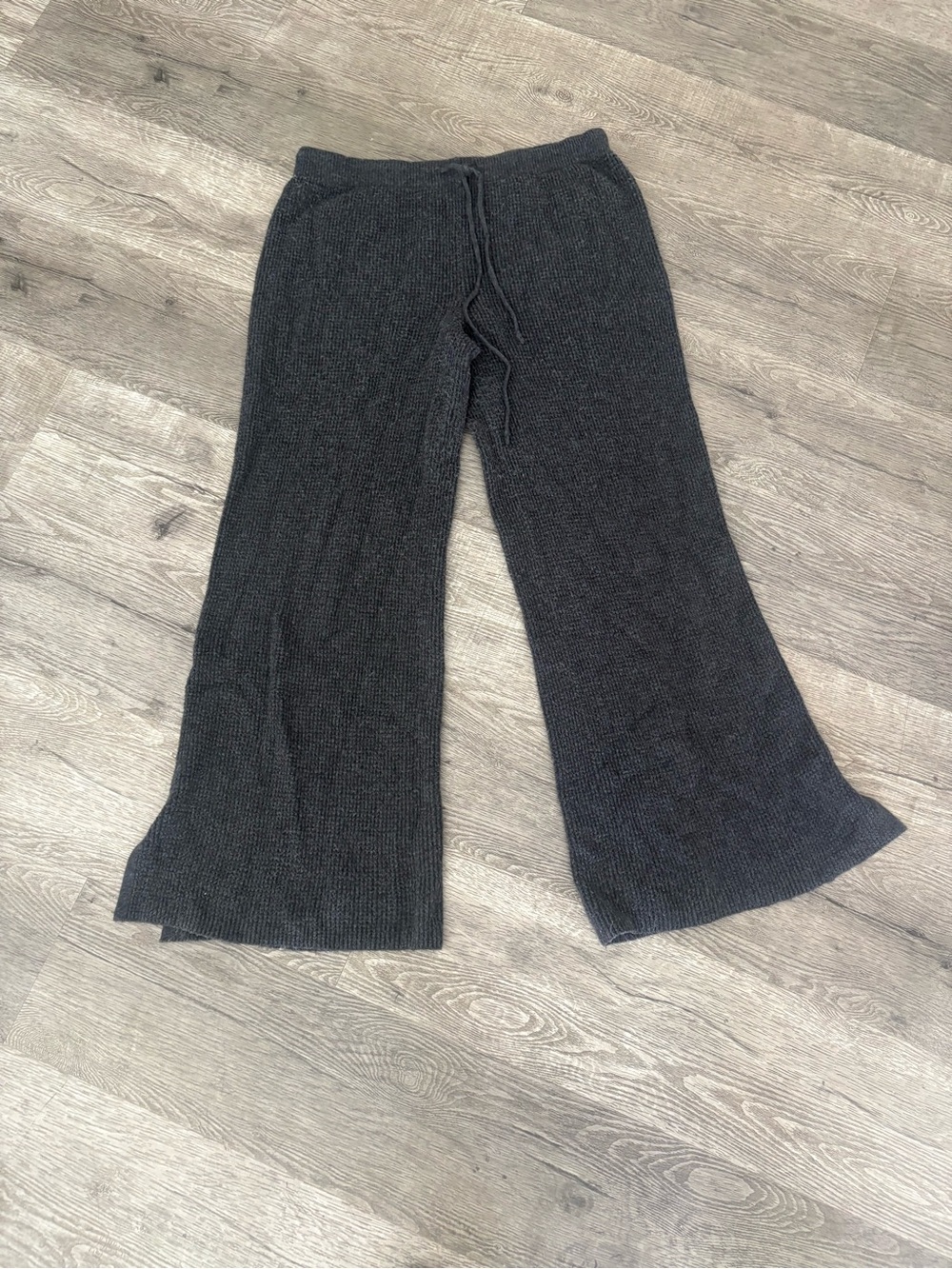 aerie Wide Leg Knit Lounge Pants - Charcoal Gray size large